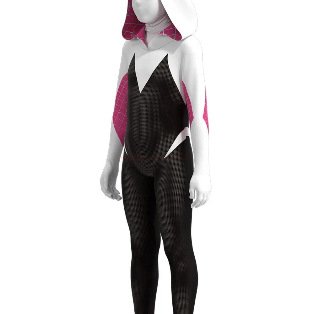 Spider-Gwen Kids Costume – Into the Spider-Verse Girls Halloween Marvel Costume - Picture 8 of 11